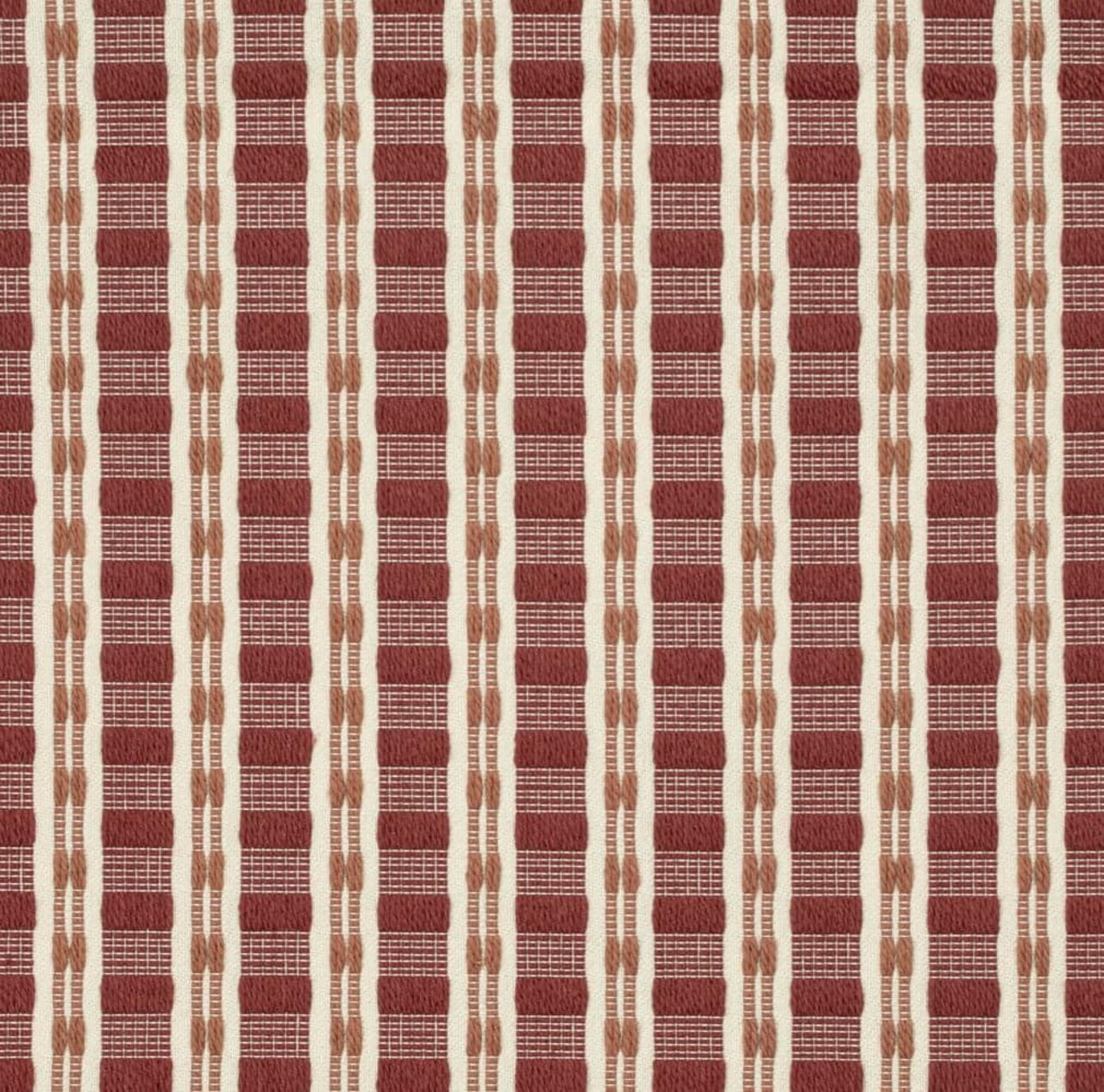 Red Made in America Stripe Woven Pattern Upholstery Fabric by The Yard - SKU: Clayton Pomegranate